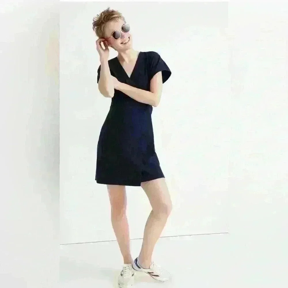 Madewell Cross-Front Flutter-Sleeve Mini Dress